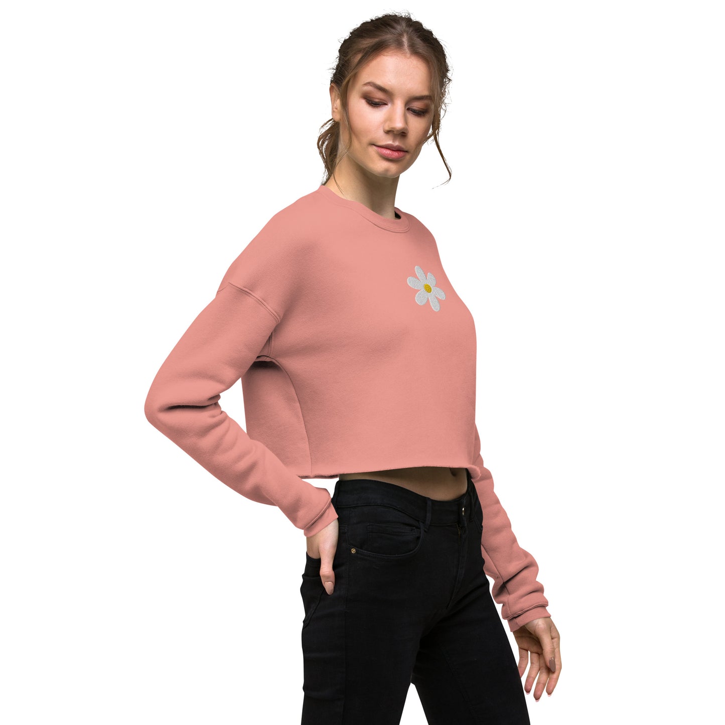 embroidered daisy cropped sweatshirt