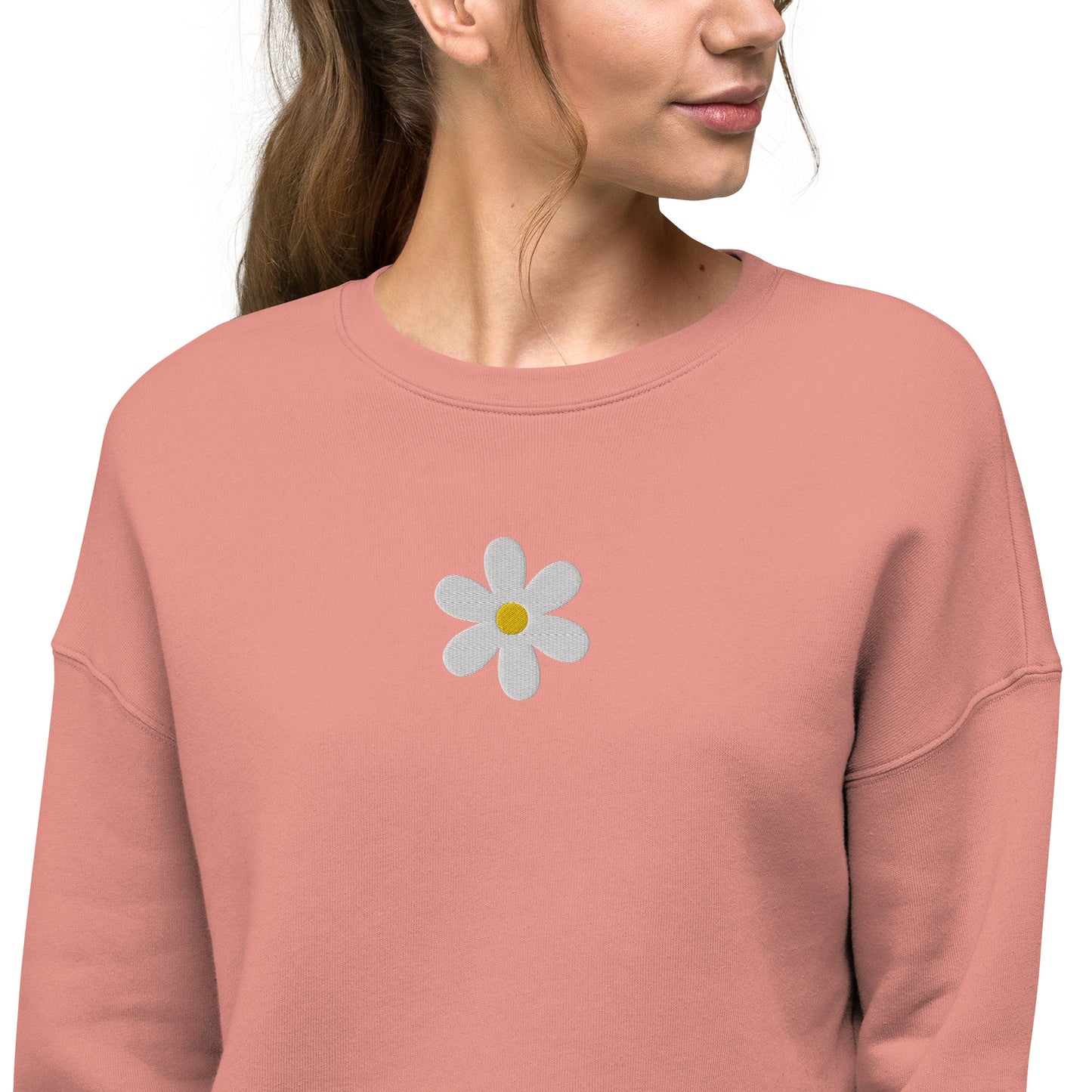 embroidered daisy cropped sweatshirt