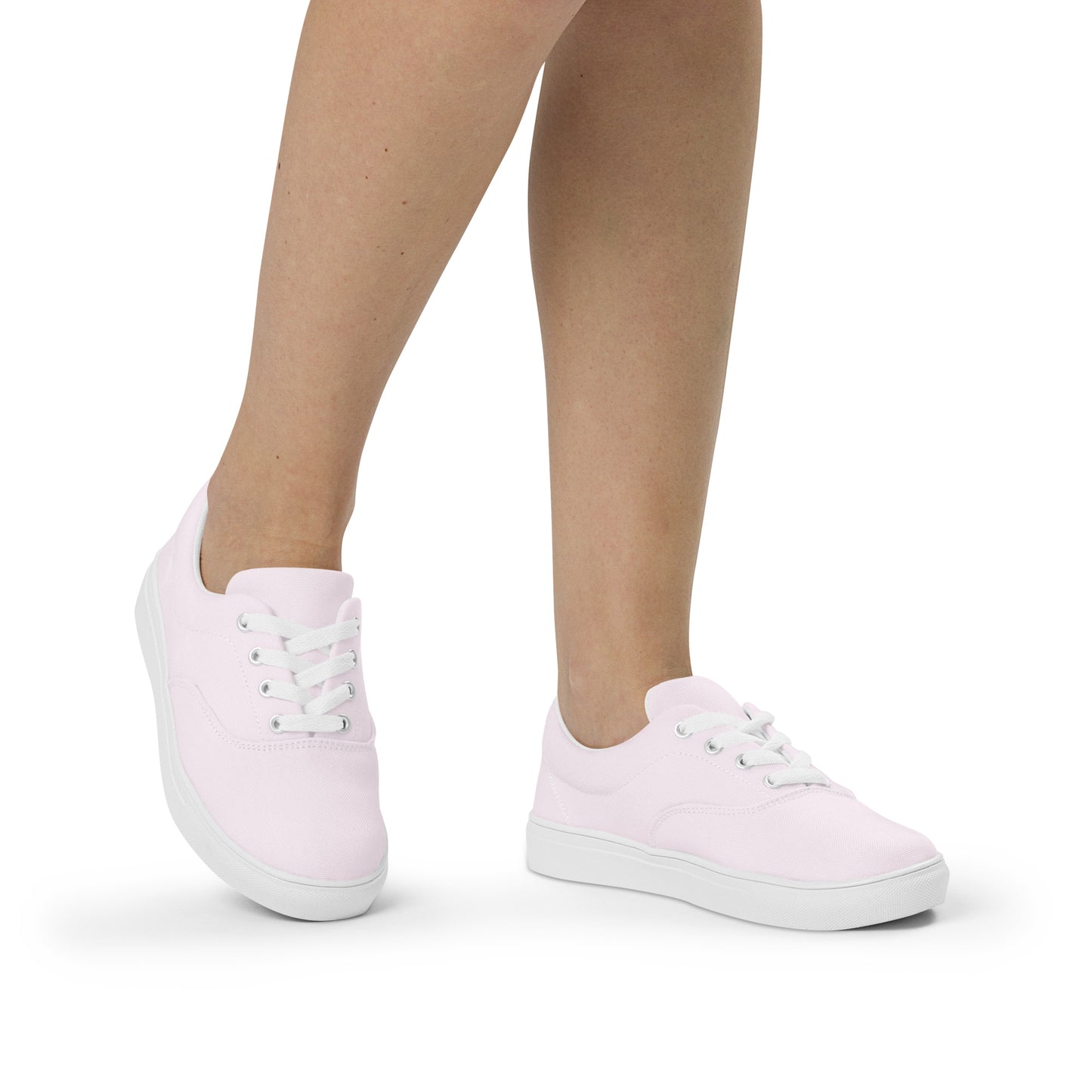 baby pink women's lace-up canvas shoes